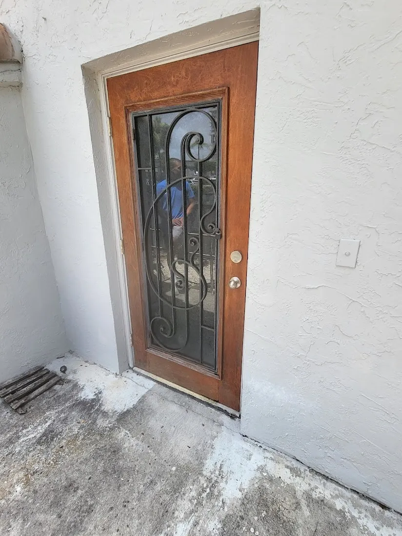 Iron Scroll Glass Door